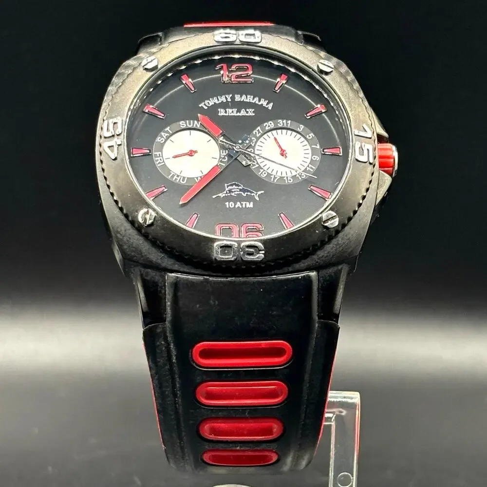 Tommy Bahama Relax TBRLX1033-A126 Reef Diver Black Red Silicone Men’s Watch